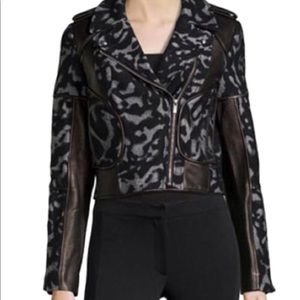 Diane Von Furstenburg Leopard Leather Biker Jacket